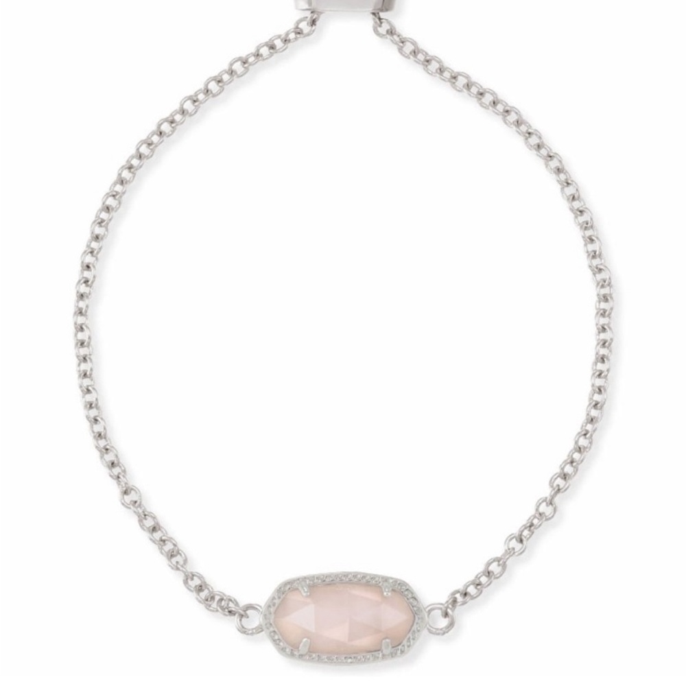 Kendra Scott Elaina Silver Adjustable Chain Bracelet in Rose Quartz
